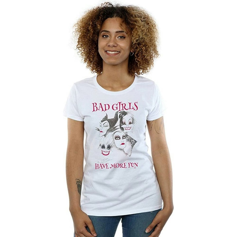 Disney Women's Bad Girls Have More Fun Cotton T-Shirt - White
