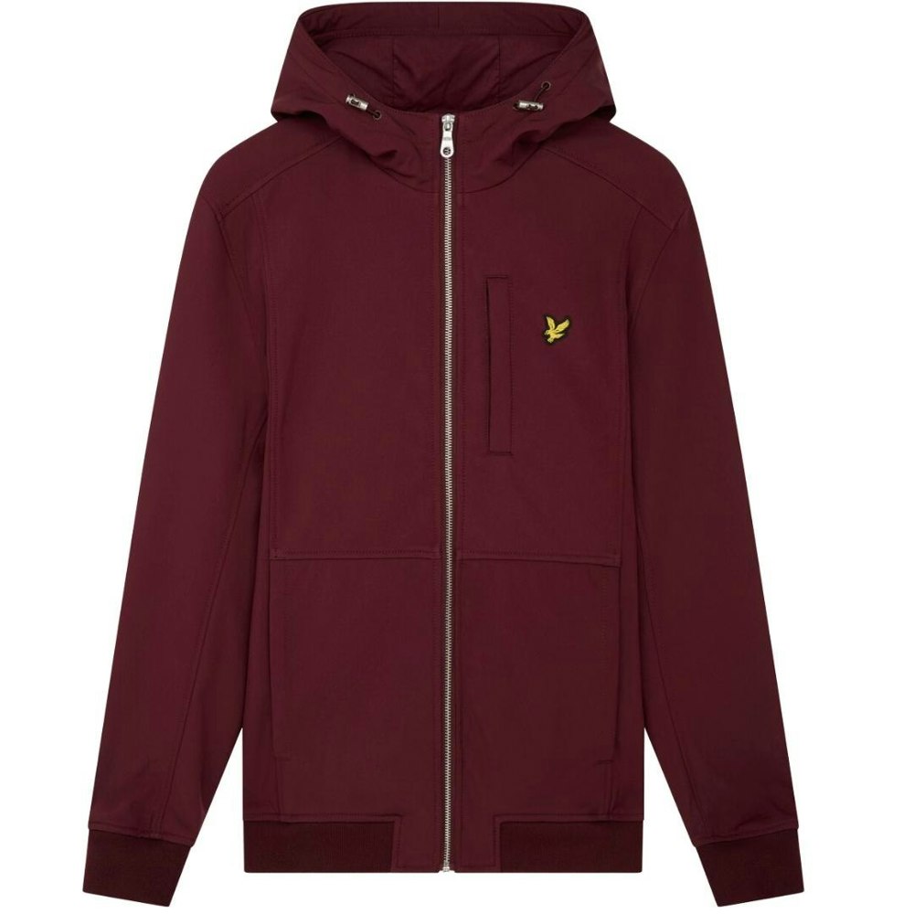 Lyle & Scott Branded Logo Hooded Softshell Jacket - Burgundy