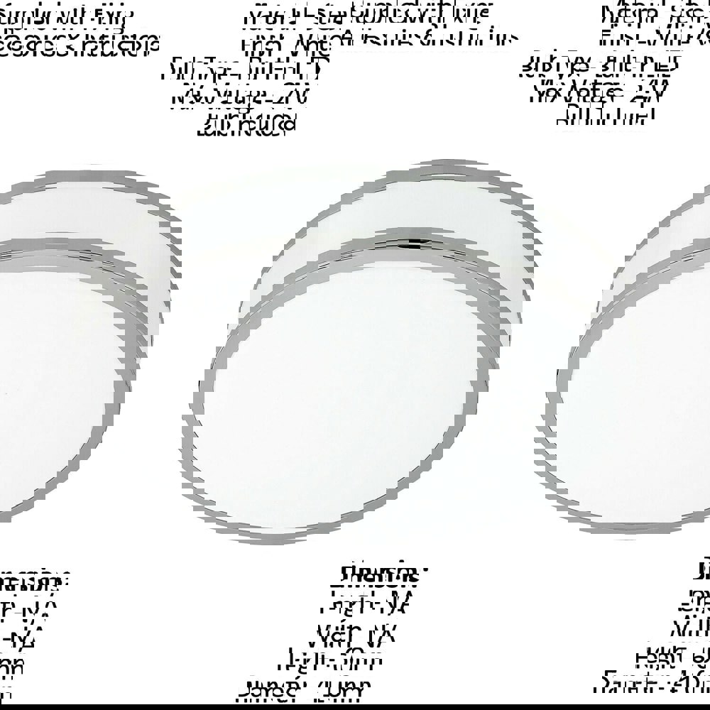 2 PACK Wall Flush Ceiling Light Colour White Shade White Chrome Plastic LED 24W Loops