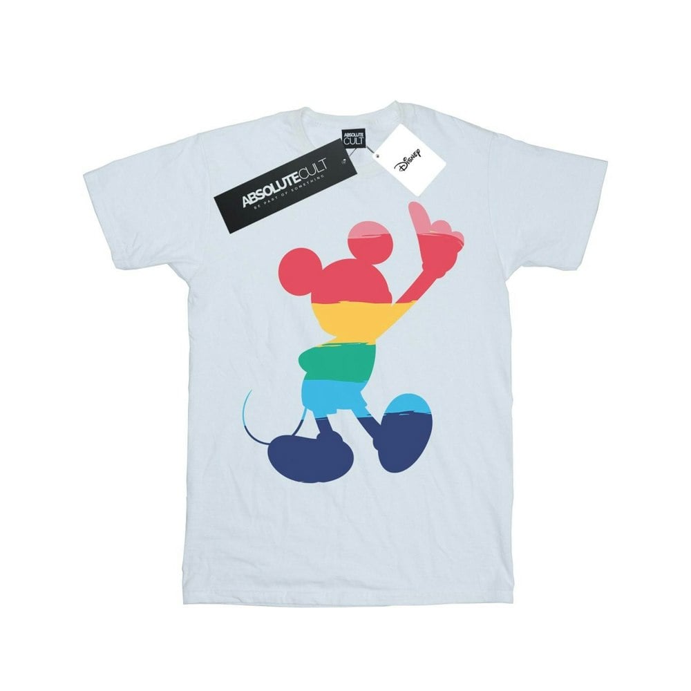 Disney Mens Mickey Mouse Rainbow Pose T-Shirt - White