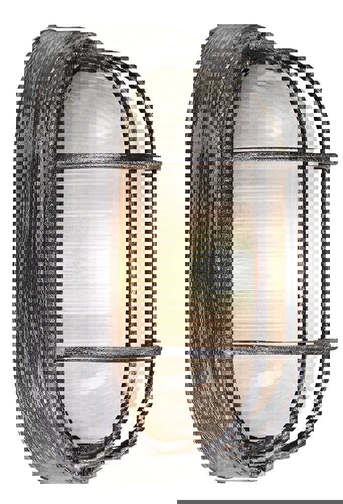 Black/Silver Cast Aluminium Outdoor Oval Bulkhead Wall Light Image 2