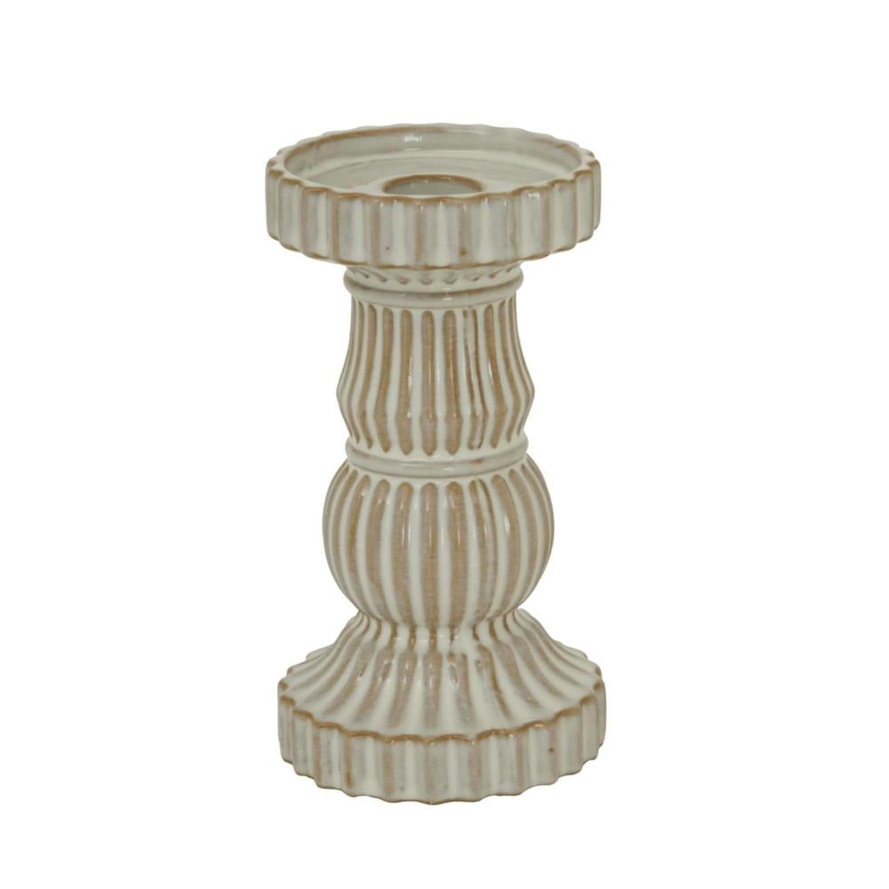 Hill Interiors Ceramic Pillar Candle Holder - White - 