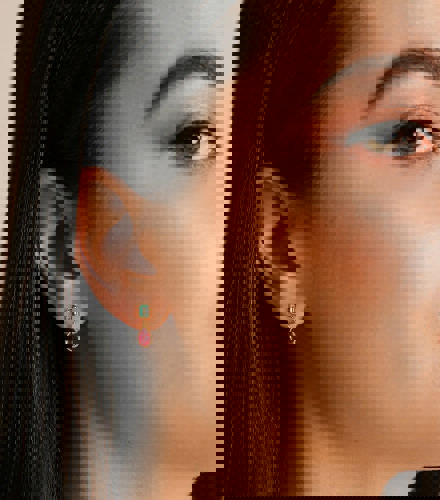 Hafeez Jewellery Zellige Emerald and Ruby Earrings