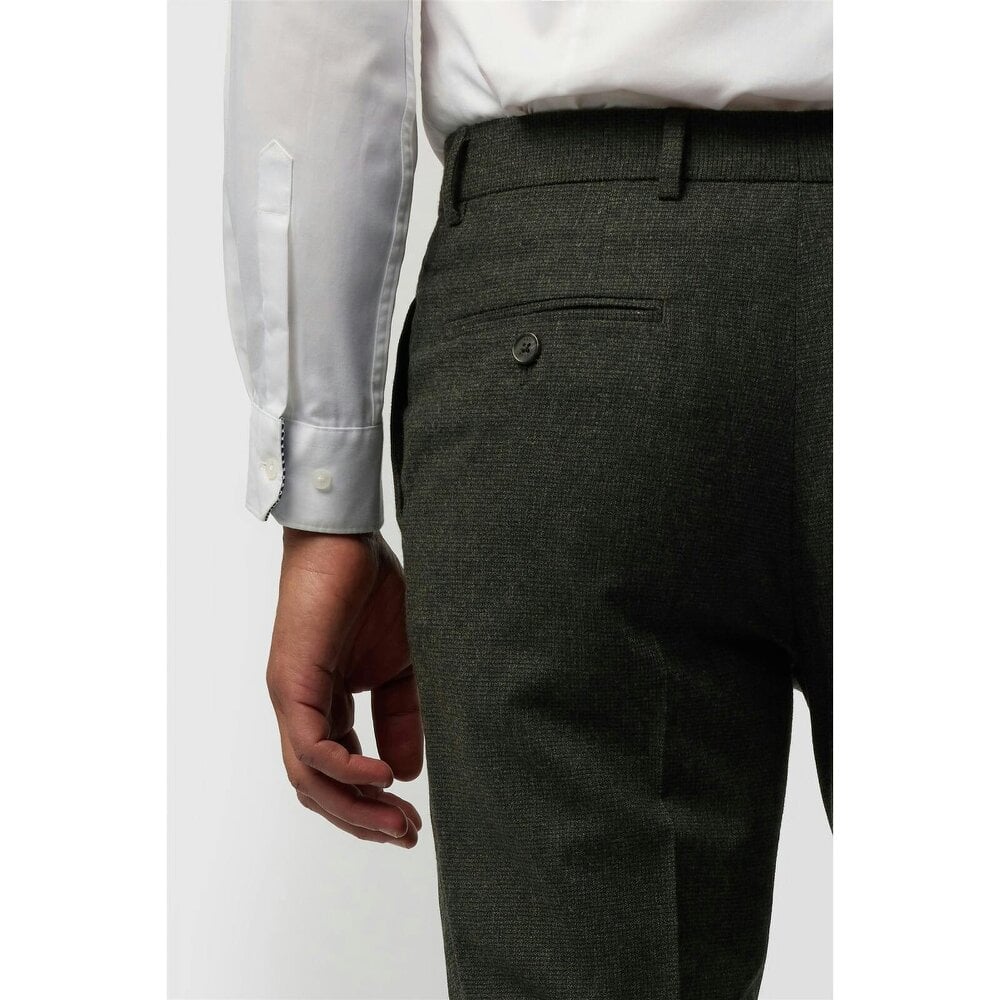 Ted Baker Tailored Fit Olive Texture Puppytooth Trousers