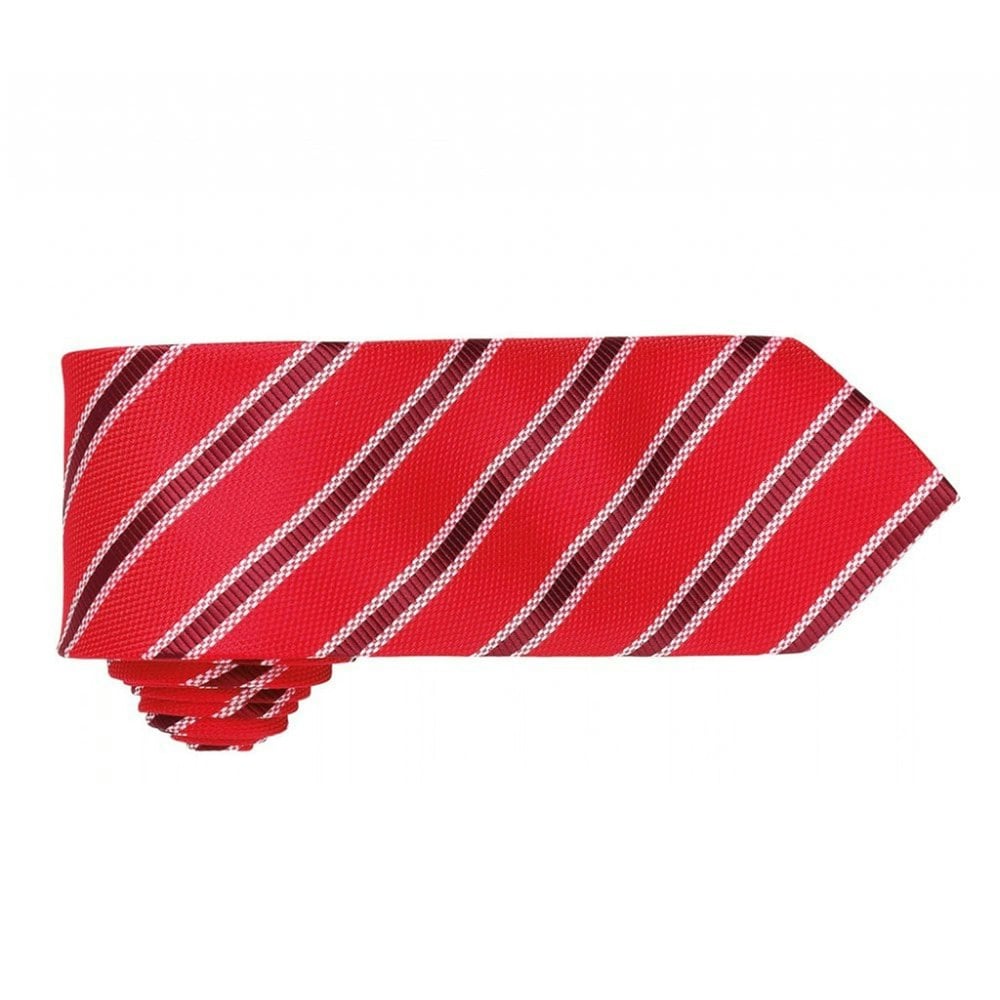Premier Mens Waffle Stripe Formal Business Tie (Pack of 2) - Red/ Burgundy