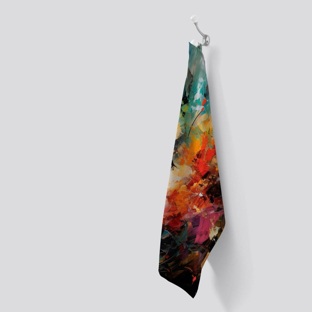 Warren Reed A Vibrant Abstract Painting Capturing The Energy And E Tea Towel