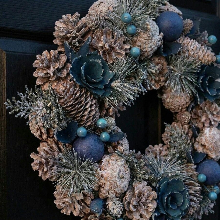 Garden Greatness Festive Assorted Cones Foliage Bauble Wreath