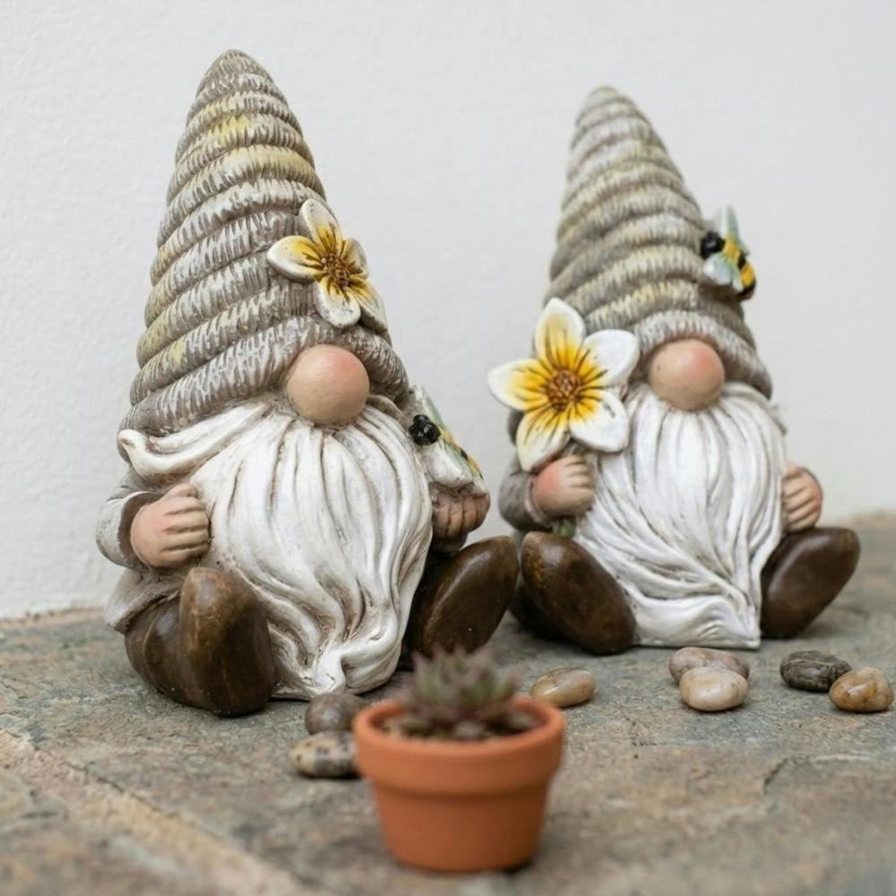 Garden Greatness Duo Sitting Floral Bumble Bee Garden Gonks