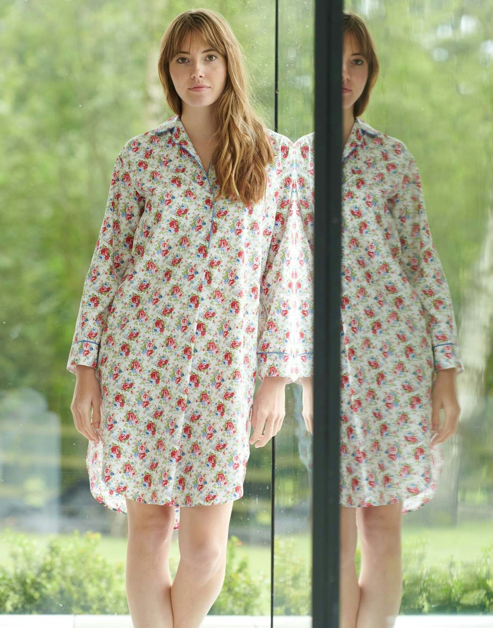 Women's Crisp Cotton Nightshirt – Rosy Posy - British Boxers