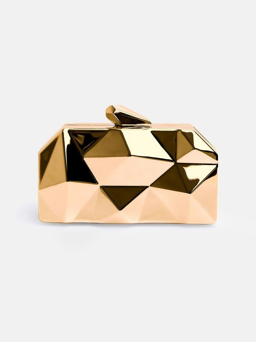 Where's That From Melanie Geometric Pattern Clutch Bag in Gold
