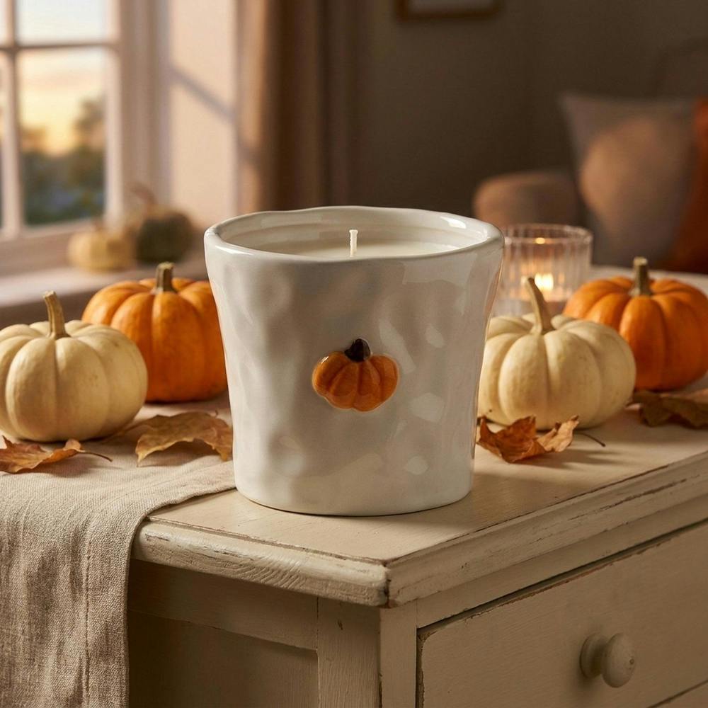 Garden Greatness Decorative Autumn Pumpkin Pot Candle