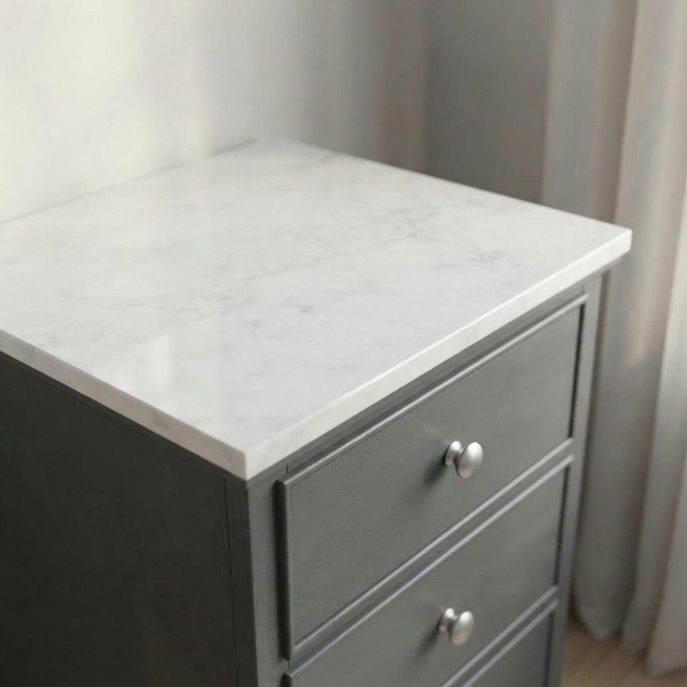 Garden Greatness Marbled Top Grey Three Drawer Cabinet