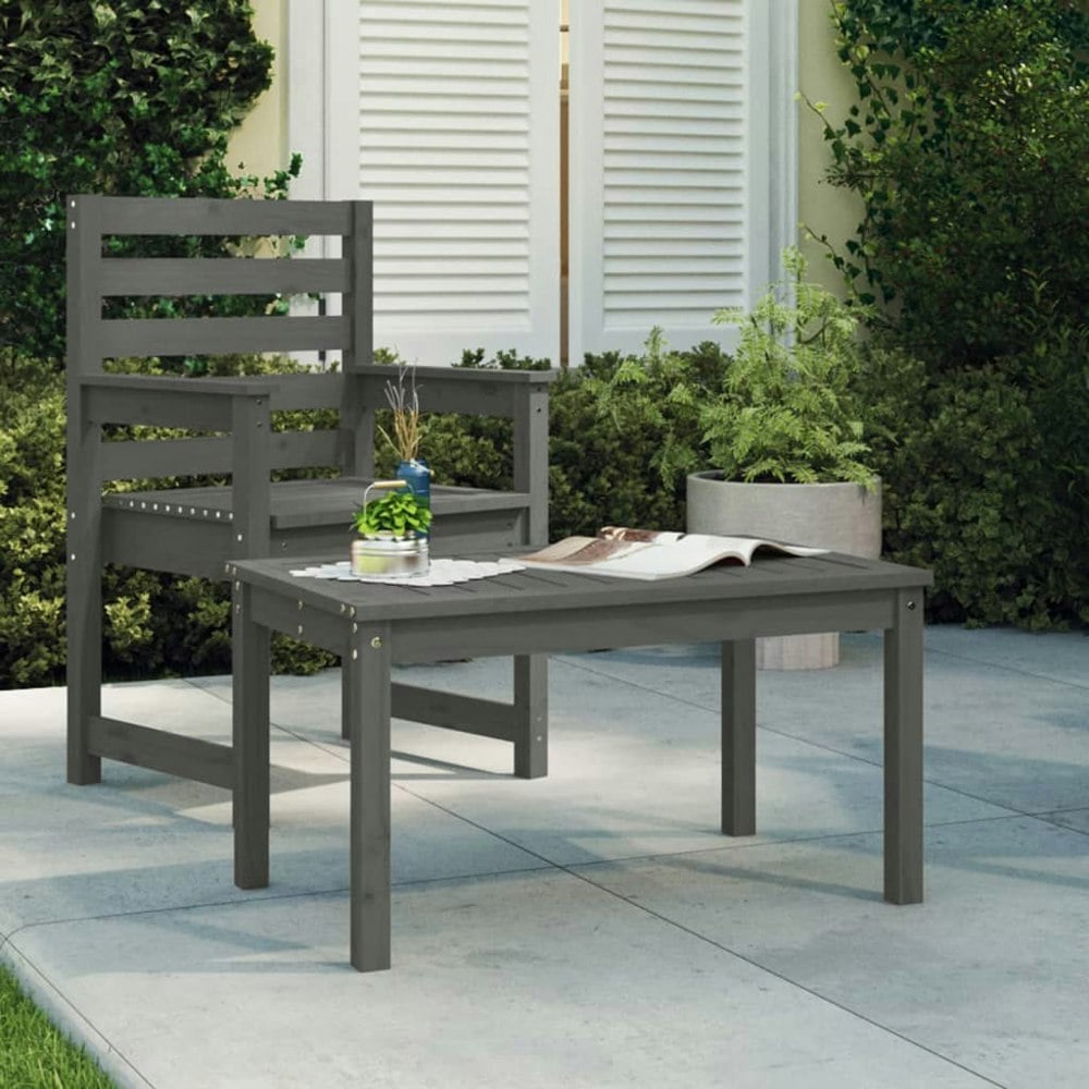 Berkfield Garden Table Grey 82.5x50.5x45 cm Solid Wood Pine
