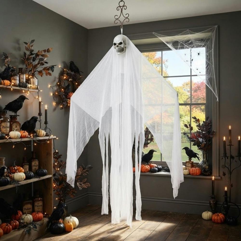 Garden Greatness 7ft Halloween Hanging Skull Decoration