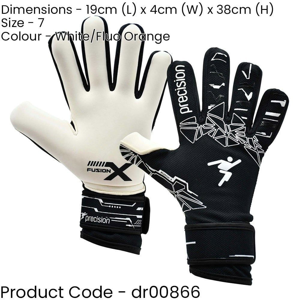 Size 7 PRO JUNIOR Goal Keeping Gloves Lightweight White/Orange Keeper Glove