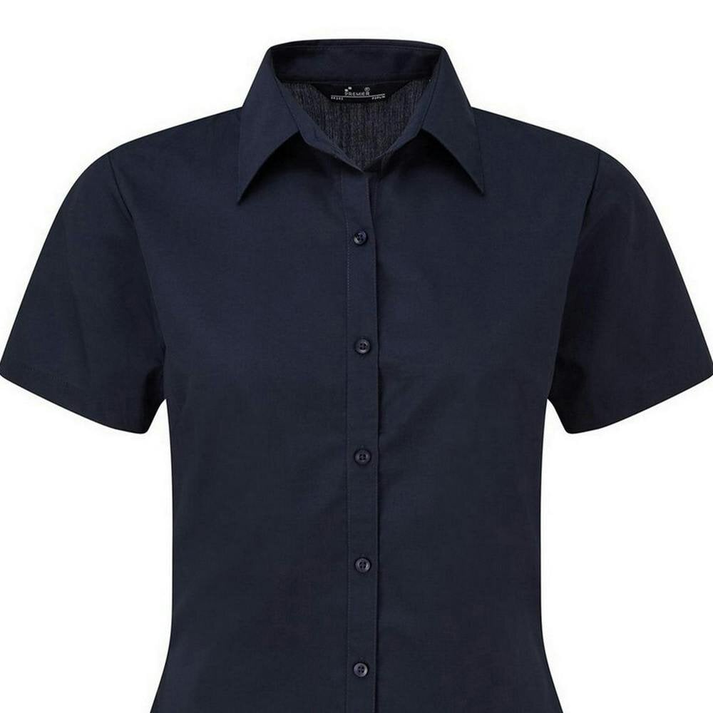 Premier Short Sleeve Poplin Blouse / Plain Work Shirt - Navy