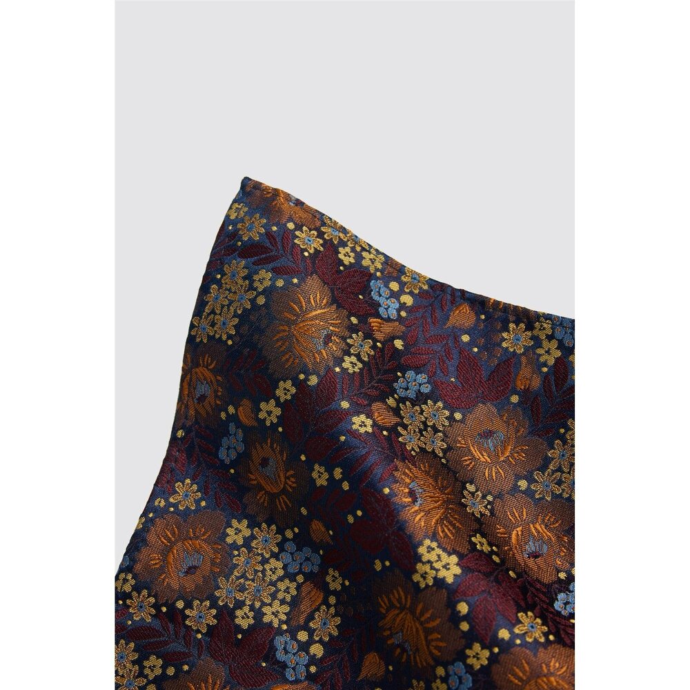 Antique Rogue Rust Winter Floral Pocket Square