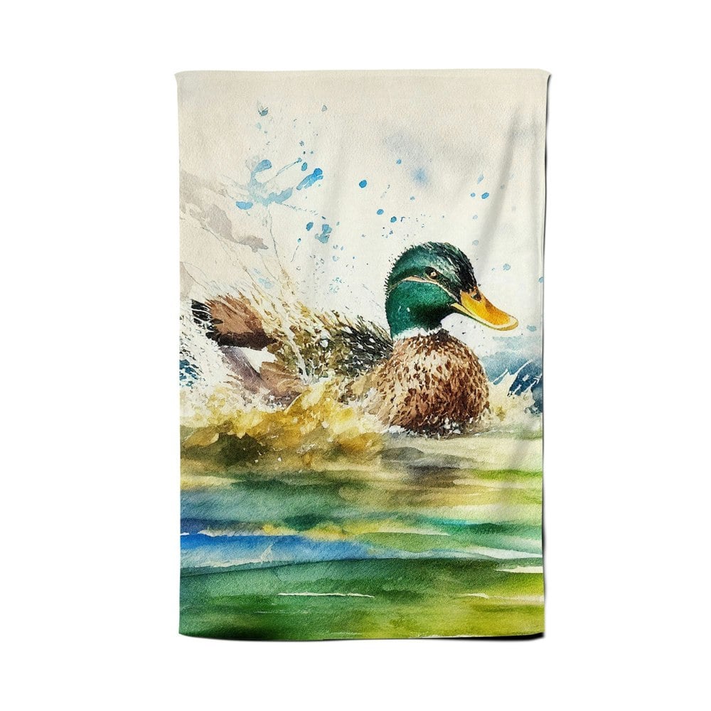 Warren Reed Splashing Mallard Watercolour Tea Towel