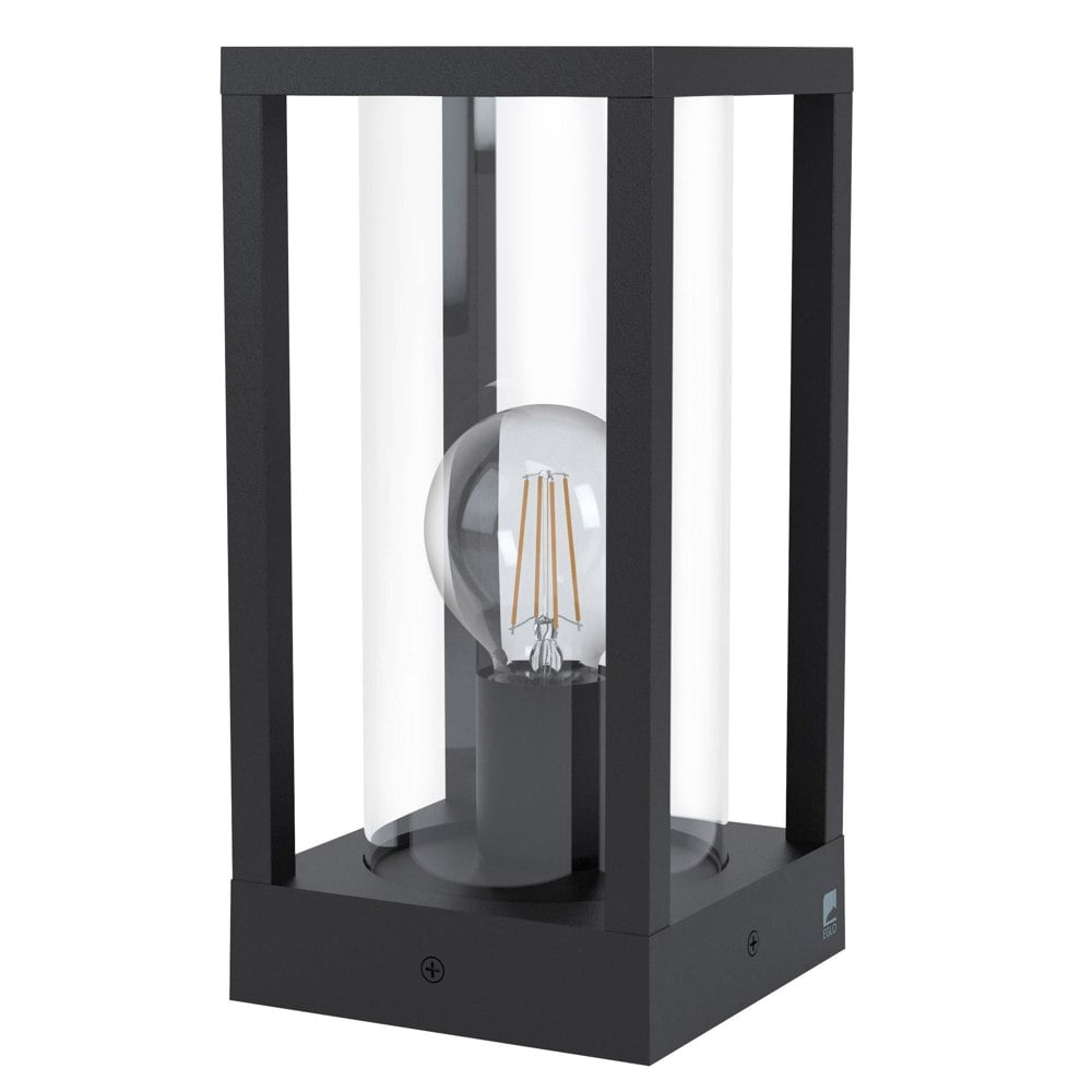 EGLO Cascinetta Exterior Black Metal/Glass Cylinder Post Light