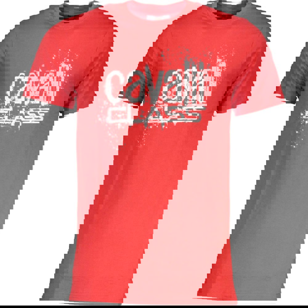 Cavalli Class Paint Splatter Logo Red T-Shirt m