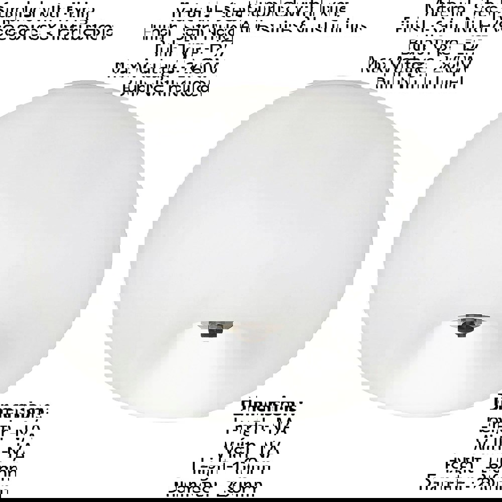 2 PACK Wall Flush Ceiling Light Satin Nickel Shade White Glass Opal Matt 2x E27 Loops