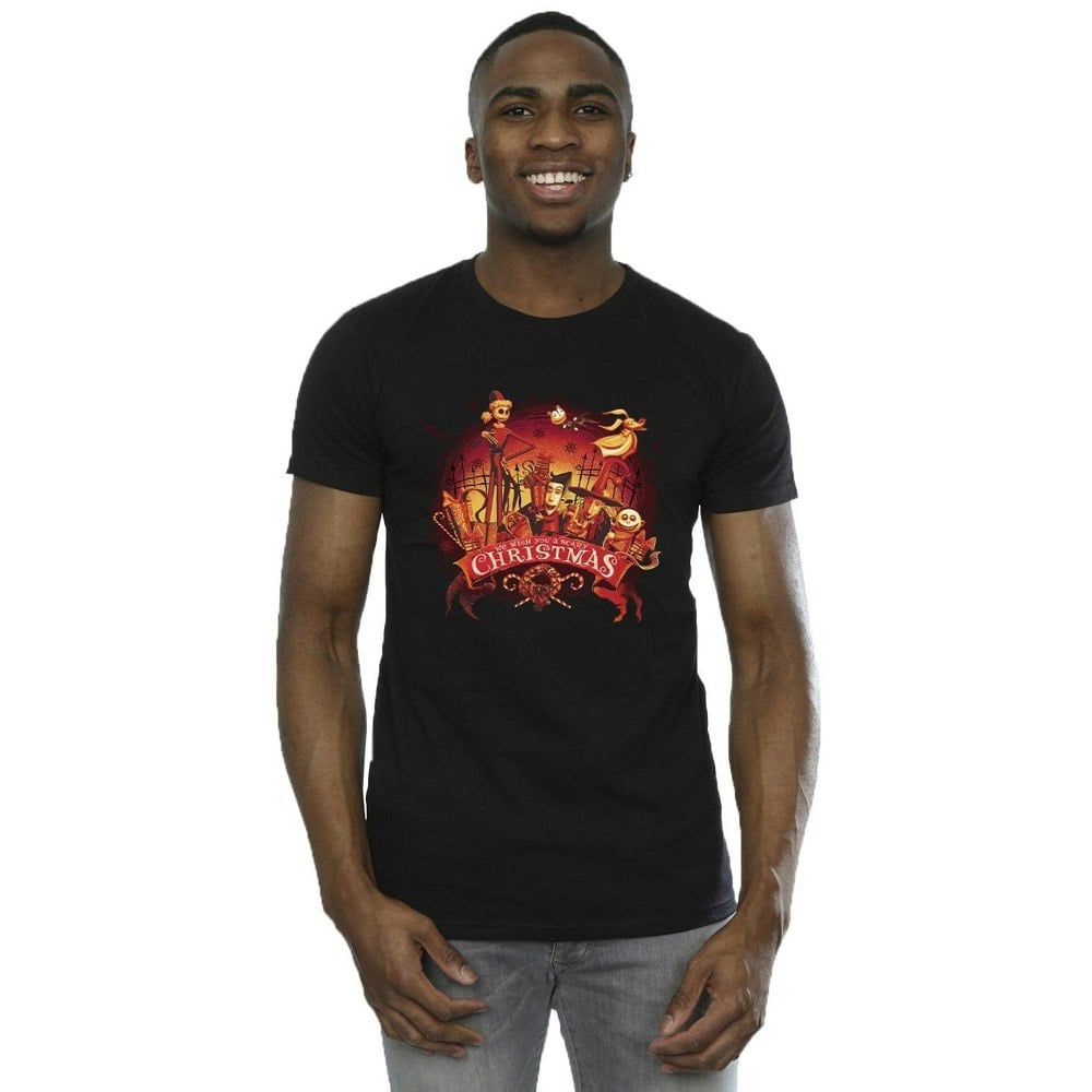 Disney Mens The Nightmare Before Christmas Scary Christmas T-Shirt - Black