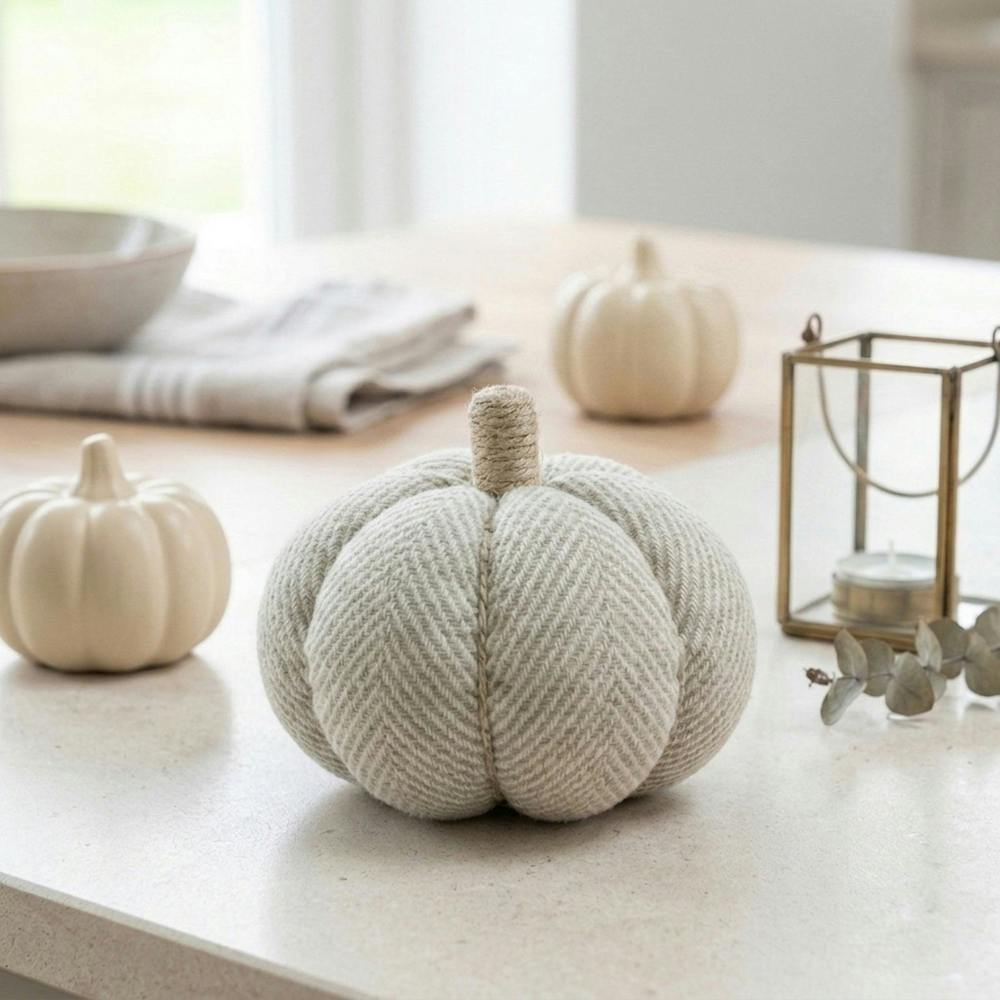 Garden Greatness Herringbone Textured Pumpkin Ornament