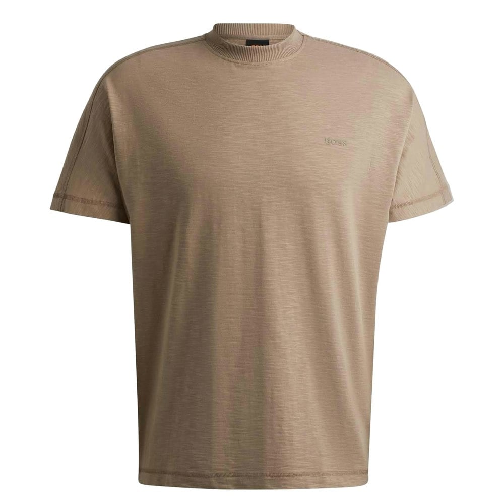 Boss Mens Tonal Logo Relaxed Fit T-Shirt - Brown