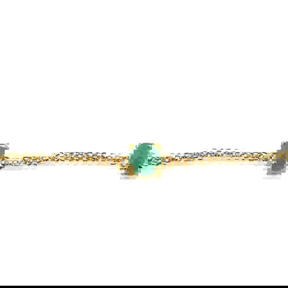 Classic Round Emerald Checkerboard Bracelet in 9ct Yellow Gold - Gemondo