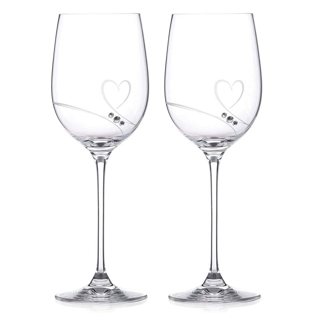 Diamante Romance Crystal Red Wine Glasses - Set of 2