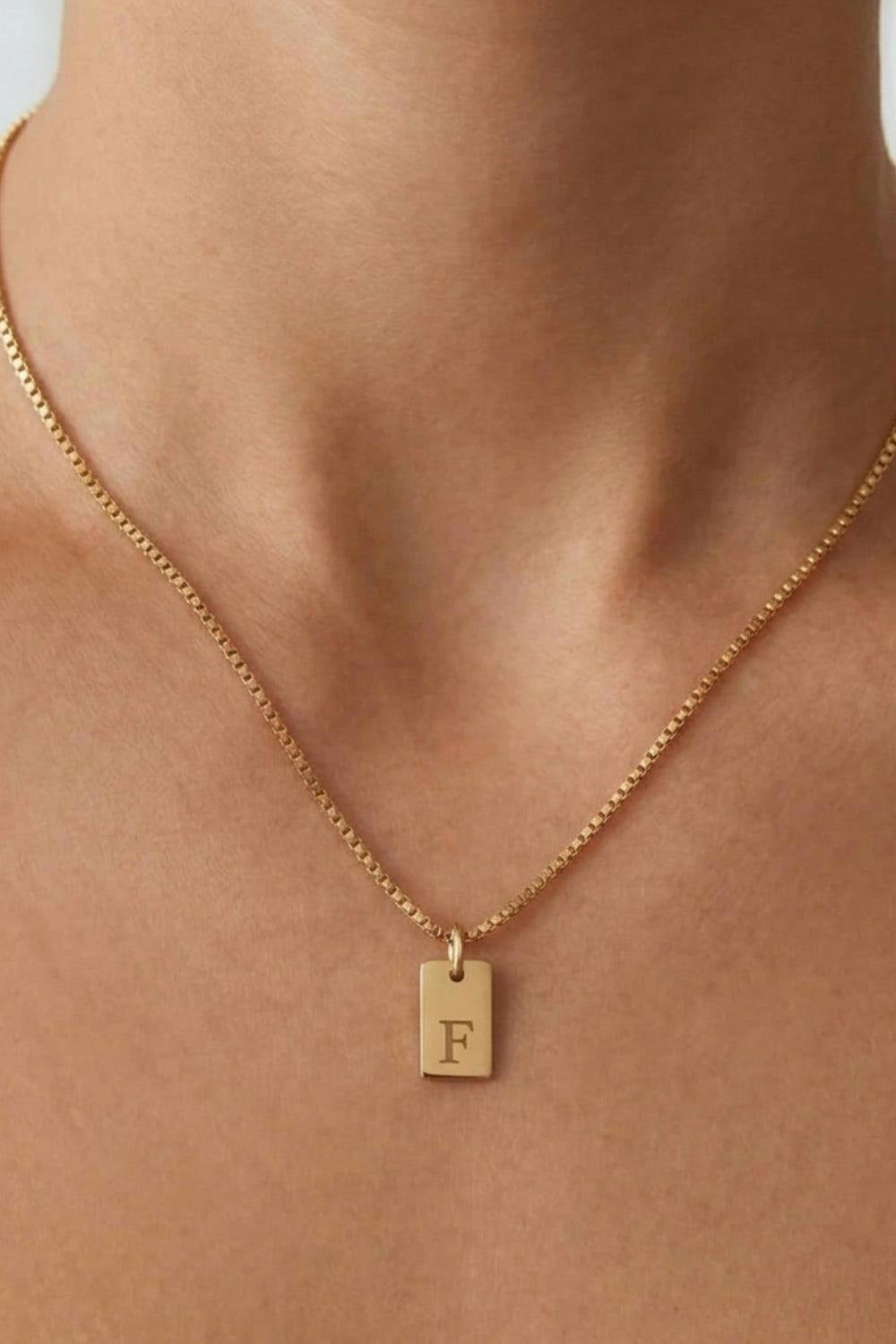 Serla Initial Pendant Gold Plated Necklace Letter F