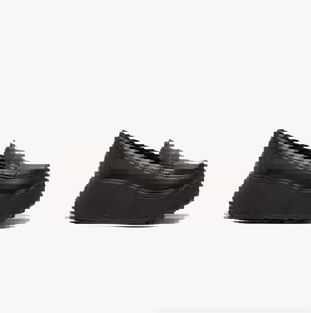 FitFlop F-MODE PADDED-DETAIL Womens Loafers All Black