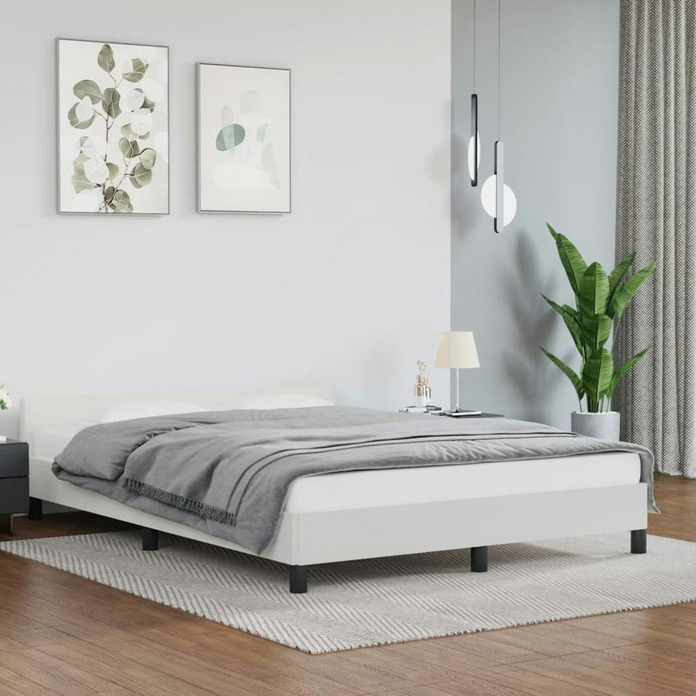 Berkfield Bed Frame with Headboard White 180x200cm 6FT Super King Faux Leather