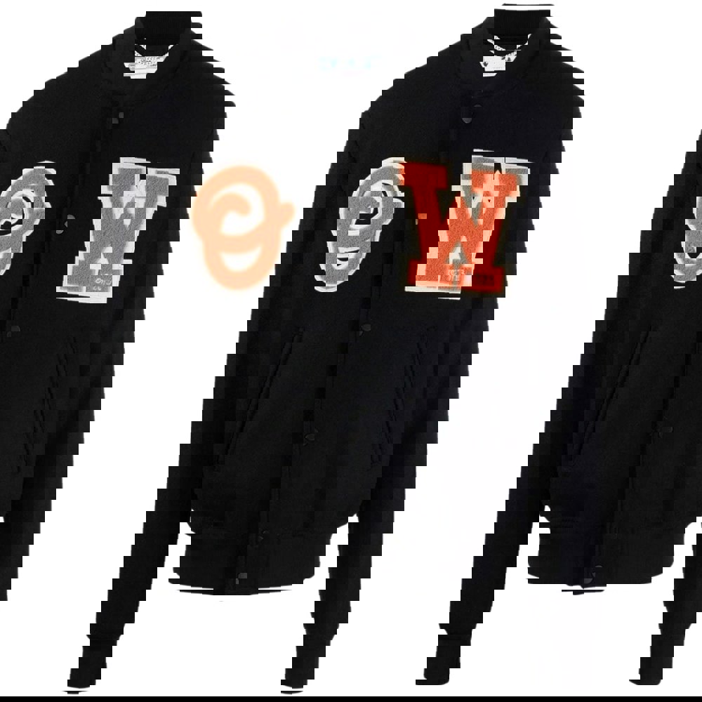 Off-White OW Patch Logo Black Varsity Jacket M