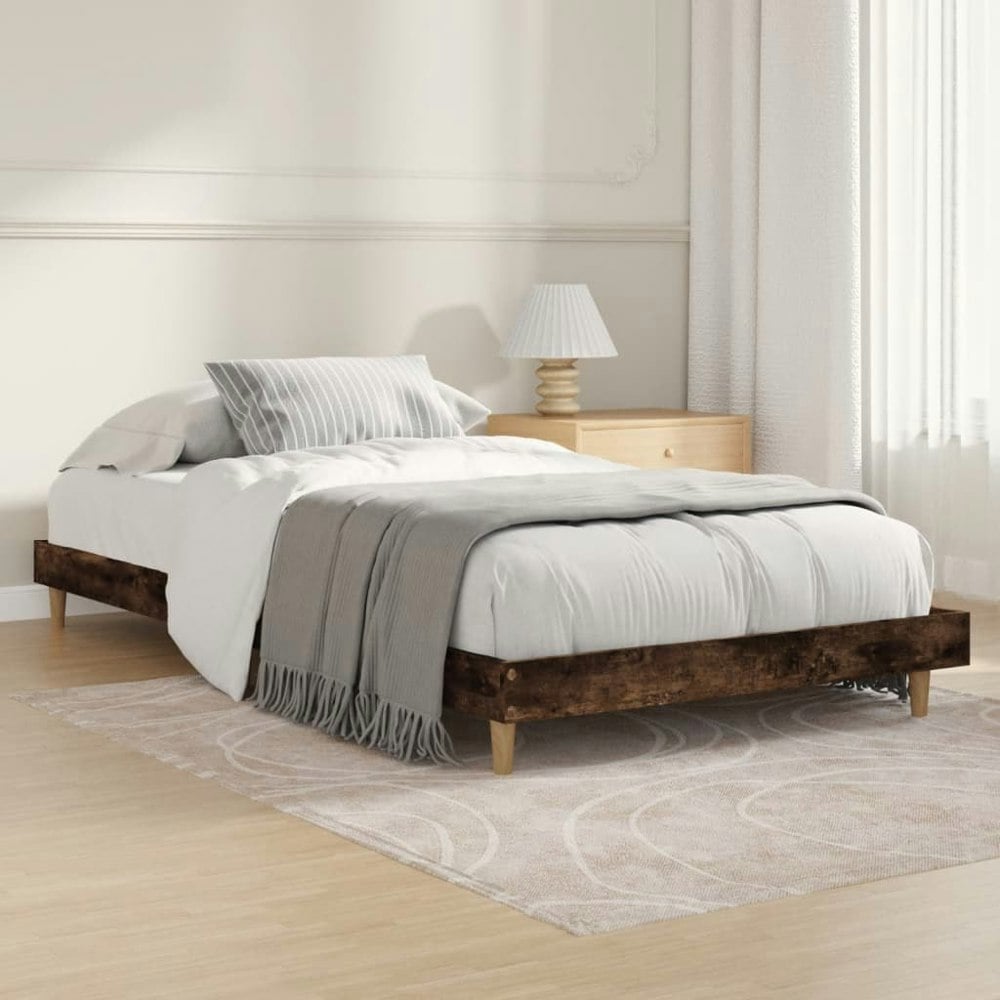 Berkfield Bed Frame Smoked Oak 90x190 cm Engineered Wood