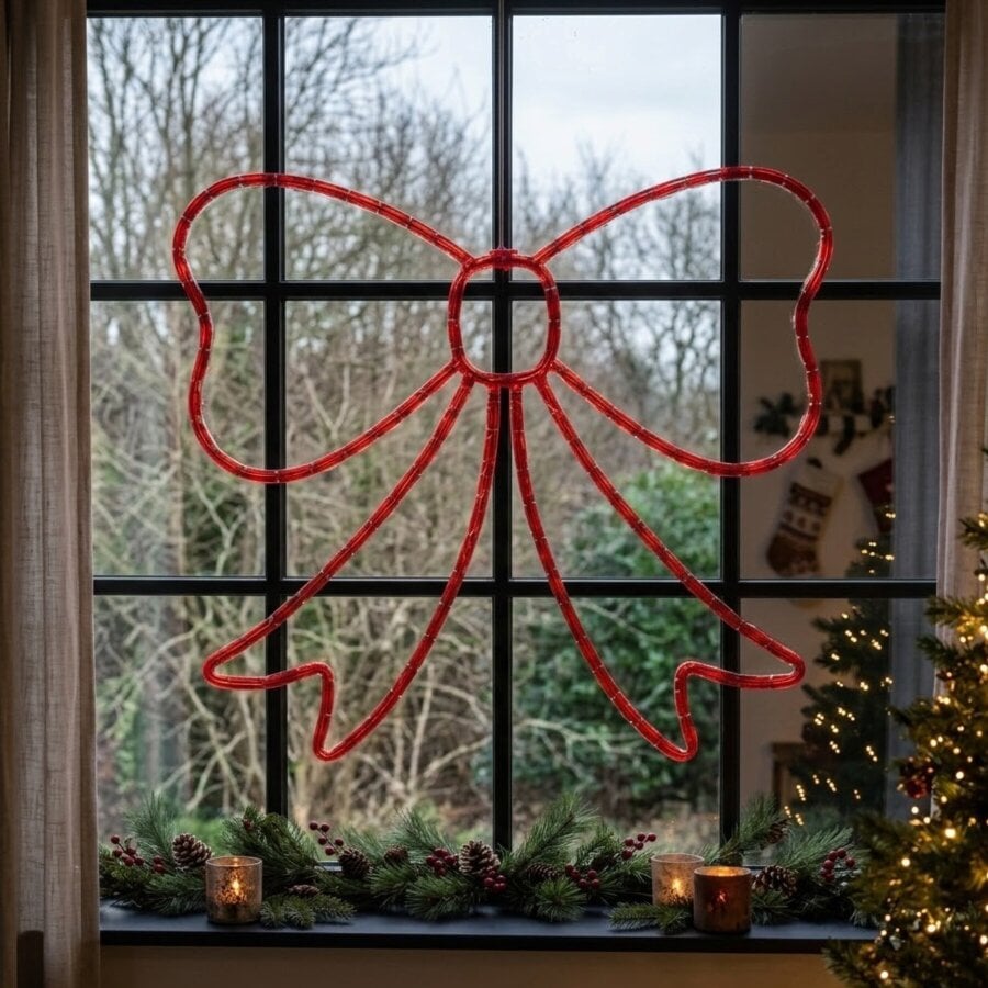 Garden Greatness Battery Operated Light Up Christmas Window Bow 