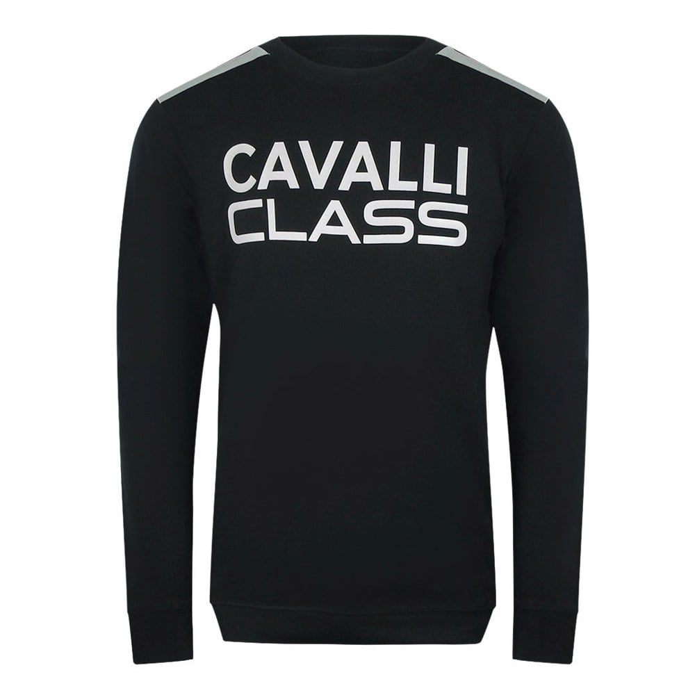 Cavalli Class Taped Shoulders Black Sweatshirt