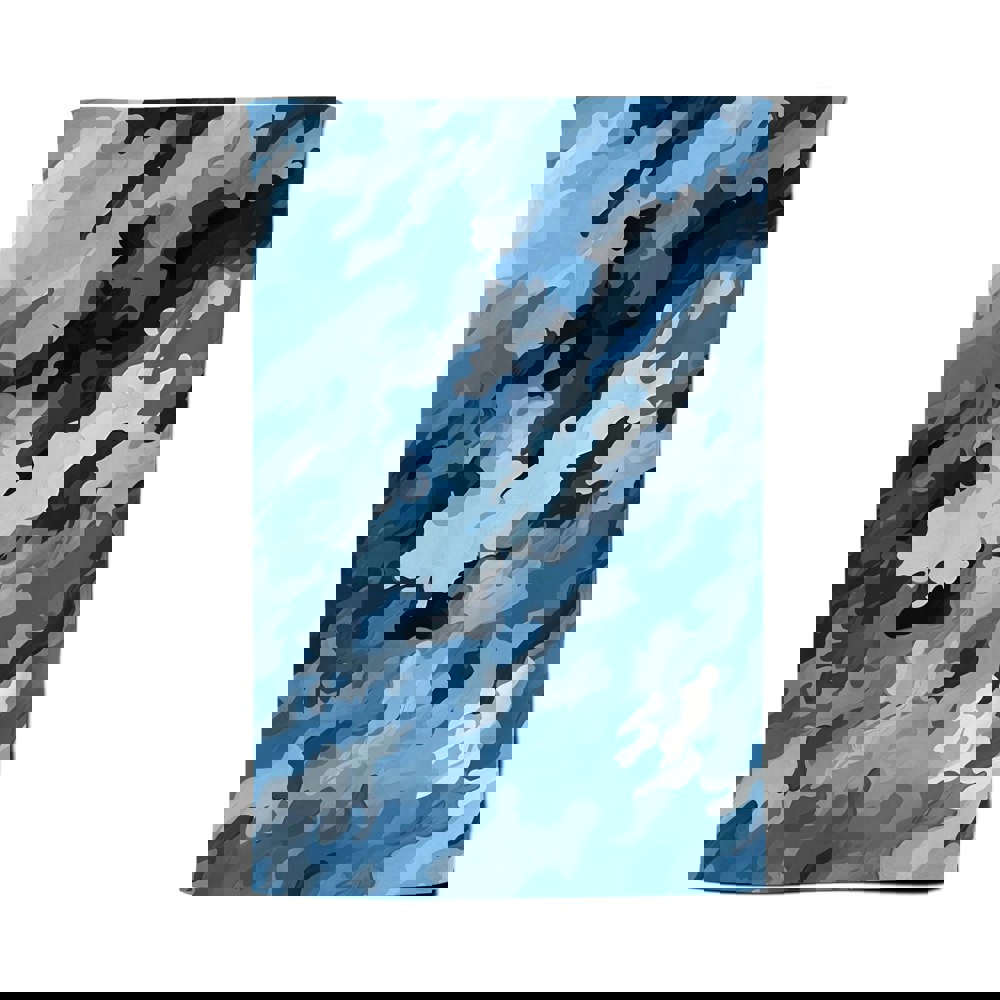 Warren Reed Blue And Grey Canvas Brushstrokes Tea Towel