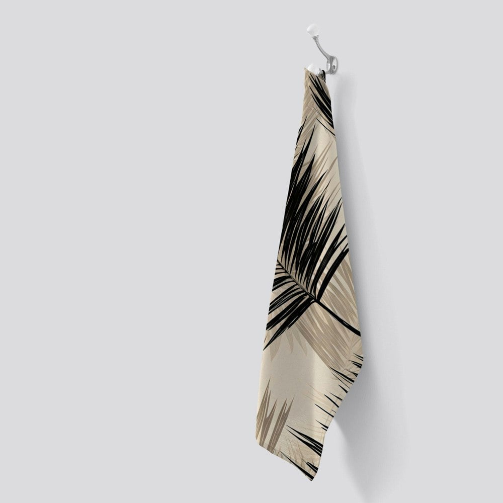 Warren Reed Black And White Tropical Palm Leaves Tea Towel