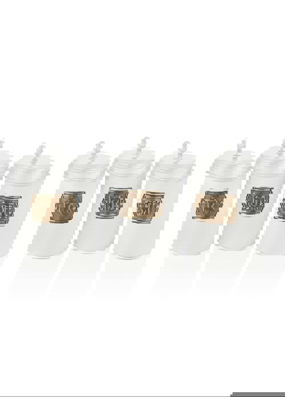 Rozi White Coffee, Tea, And Sugar Canister Set - 17 cm (H)