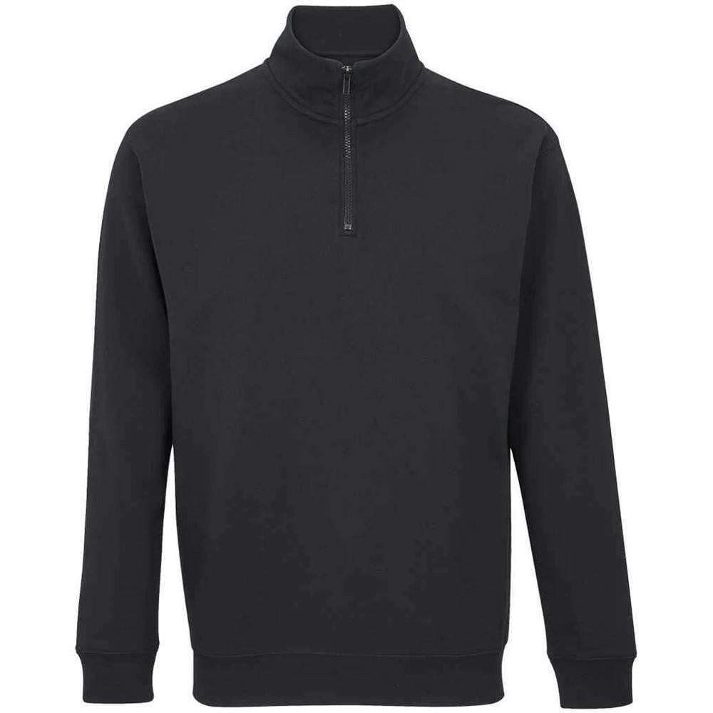SOLS Unisex Adult Conrad Quarter Zip Sweatshirt - Black - Black - 80% Cotton/20% Recycled Polyester