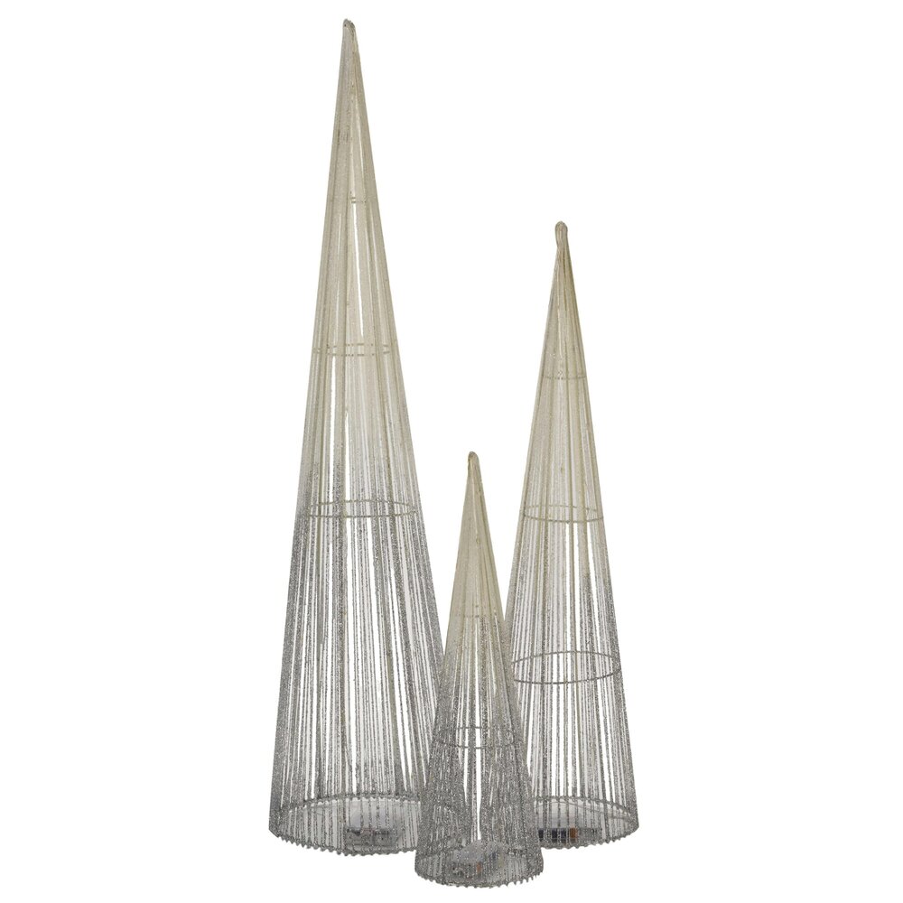 MySmartBuy Silver Sparkly TreeBelisk  Set of 3
