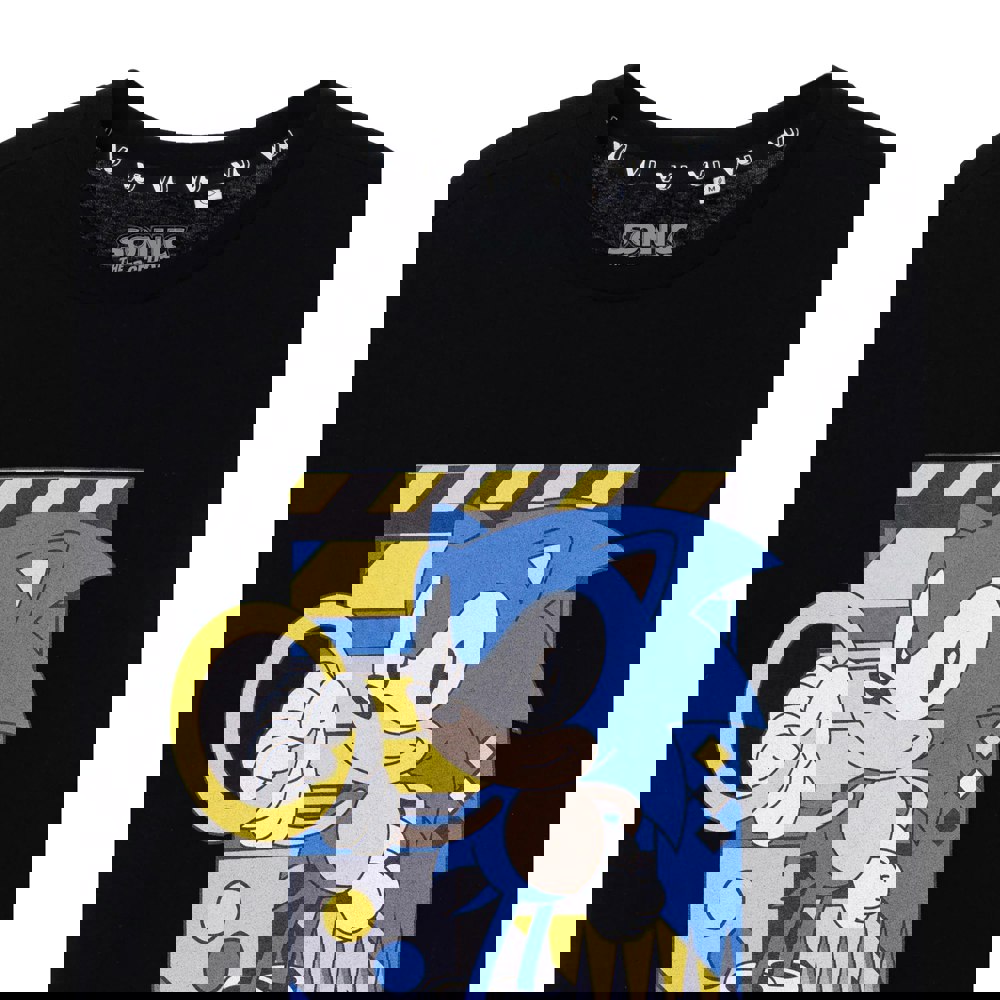 Sonic The Hedgehog Mens Classic Rings T-Shirt - Black