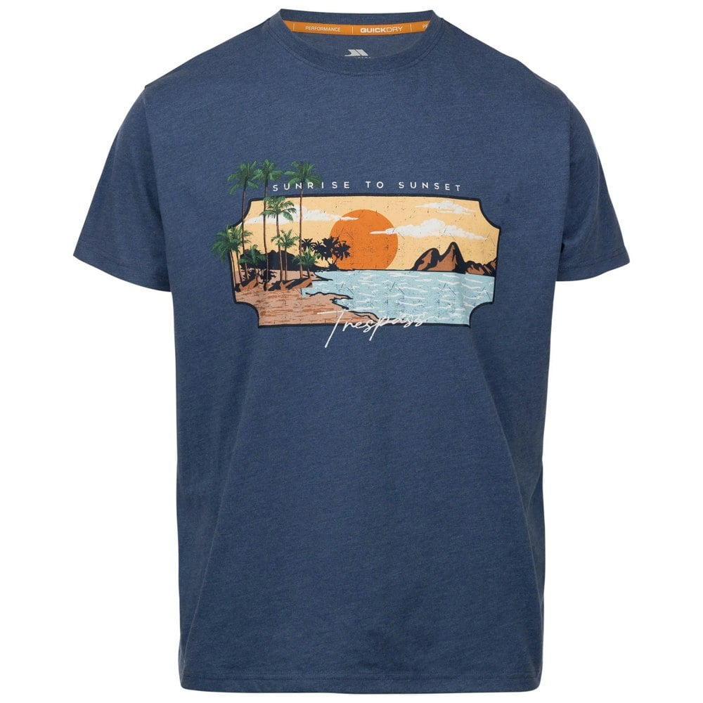 Trespass Mens Pendla Printed T-Shirt - Indigo Tone Marl