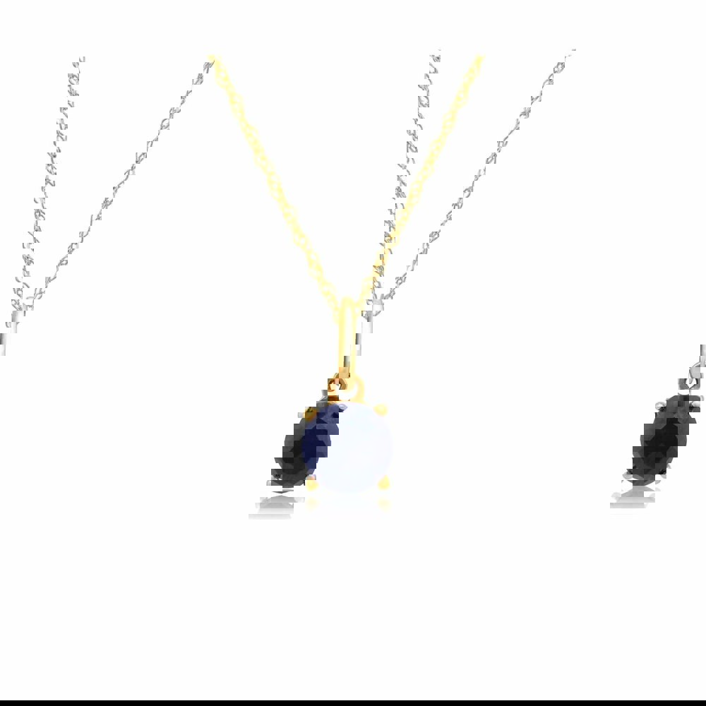 135P1454089 Classic Round Sapphire Checkerboard Pendant in 9ct Yellow Gold 1