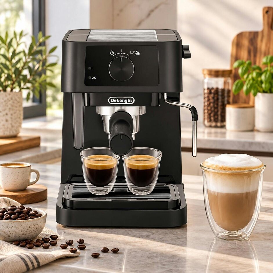 Delonghi Stilosa Manual Espresso Machine Milk Frother Black
