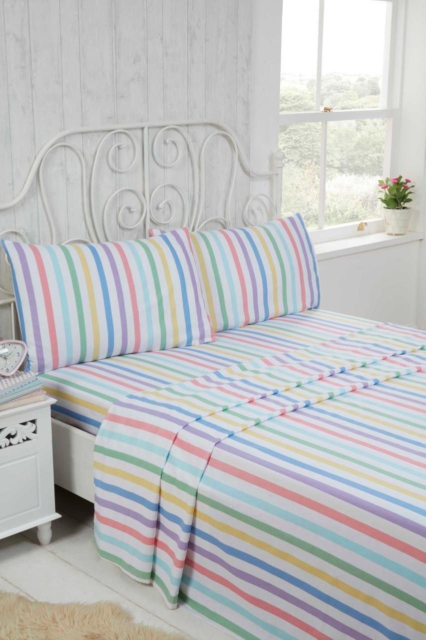 HomeSpace Direct Candy Stripe Brushed Cotton Sheet Set