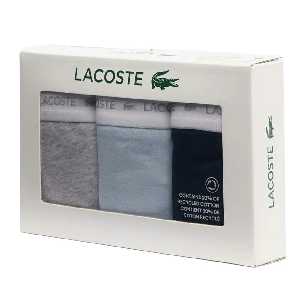 Lacoste Mens Cotton Stretch Briefs (Pack of 3) - Blue/Grey/Black