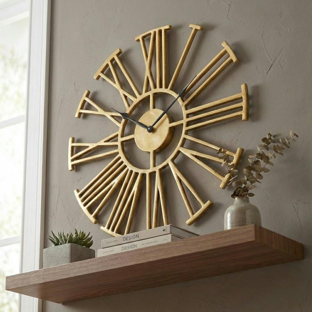 Garden Greatness Antique Brass Numerals Wall Clock