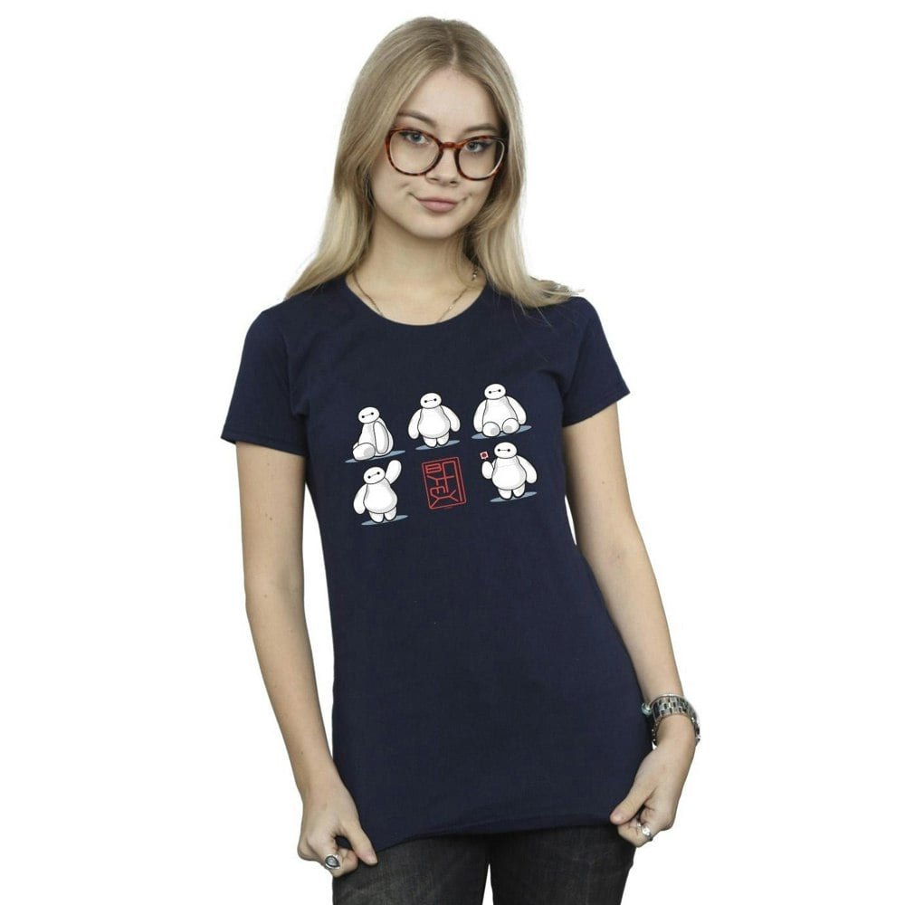 Disney Womens/Ladies Big Hero 6 Baymax Many Poses Cotton T-Shirt - Navy Blue